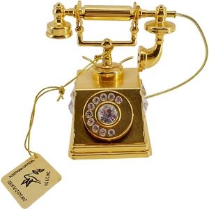 Crystal Temptations 24k Gold Plated Telephone Austrian Crystals w/ Tag 2.5" tall